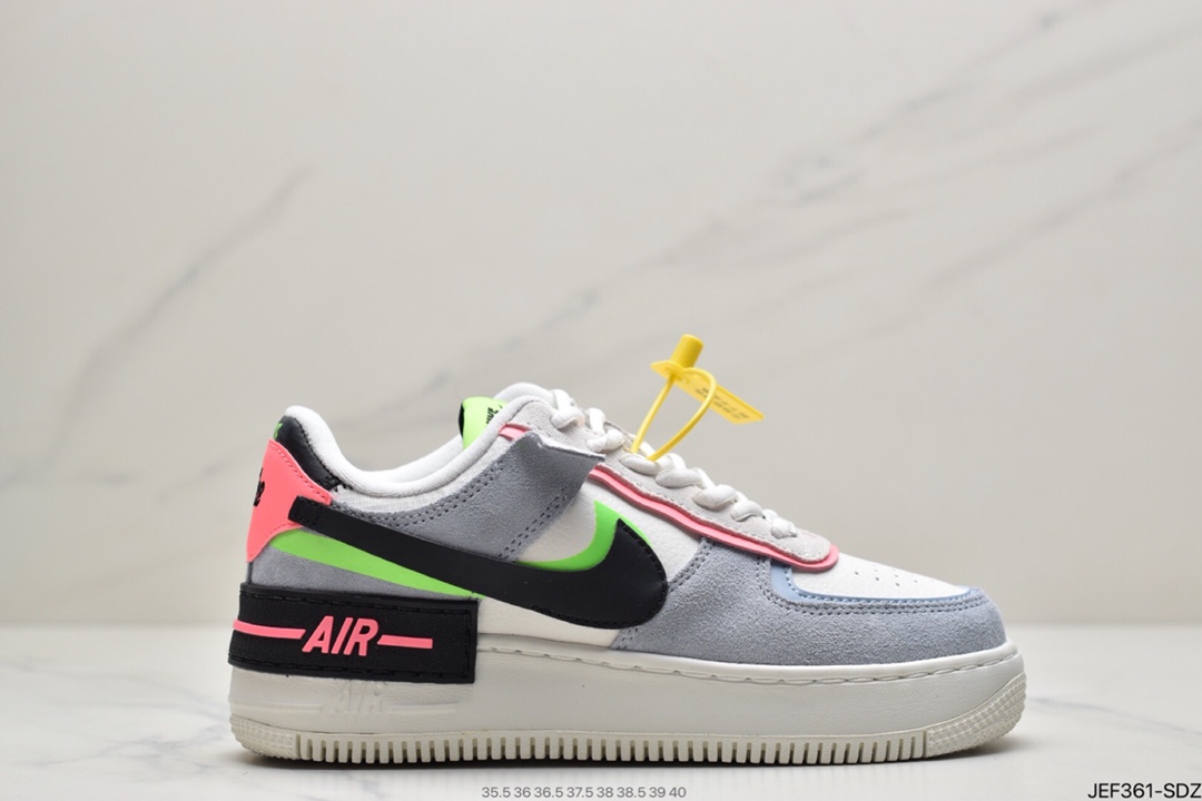 160 耐克Nike WMNS Air Force 1 Shadow 马卡龙空军一号轻量增高低帮百搭板鞋CI0919-100
