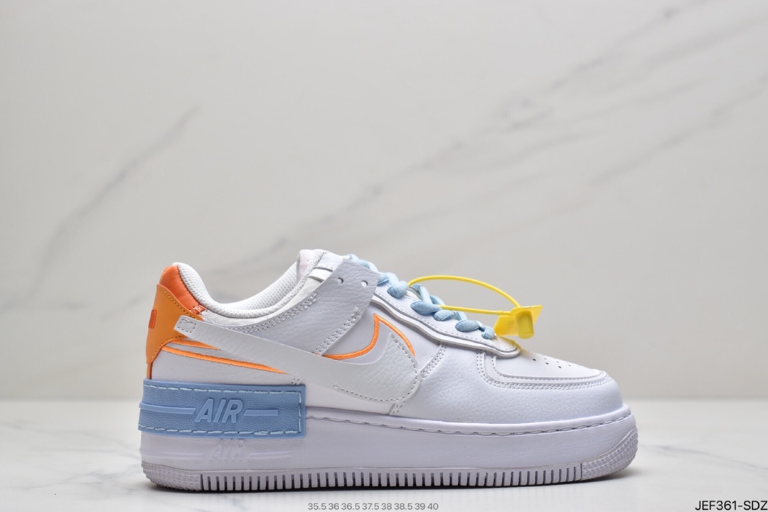 160 耐克Nike WMNS Air Force 1 Shadow 马卡龙空军一号轻量增高低帮百搭板鞋CI0919-100