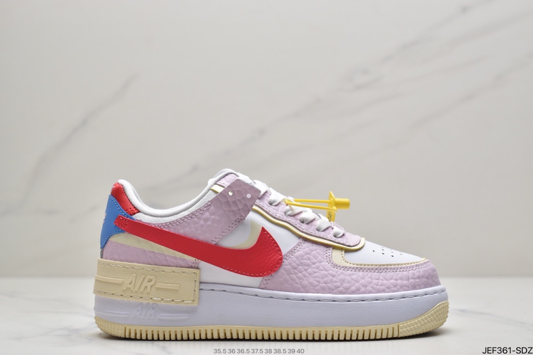 160 耐克Nike WMNS Air Force 1 Shadow 马卡龙空军一号轻量增高低帮百搭板鞋CI0919-100