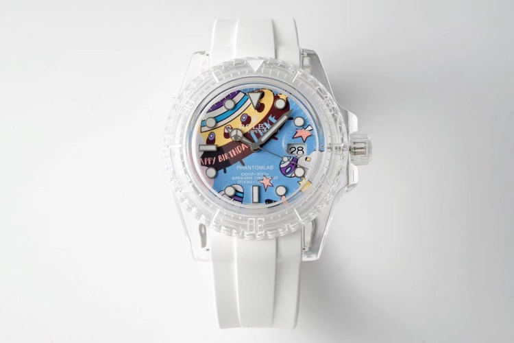 KZ X Phantom Lab Customized Rolex Submariner Watch - White Rubber Strap 1 KZ X Phantom Lab Customized Rolex Submariner Watch - White Rubber Strap