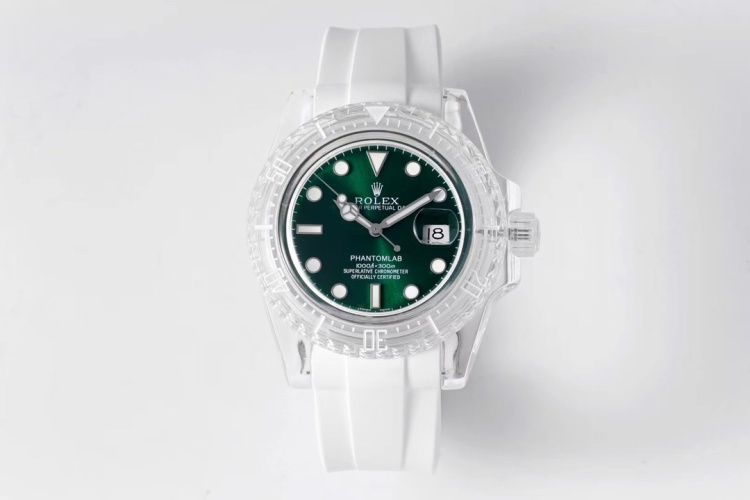 Phantom Lab Custom Rolex Submariner with Transparent Case and Green Dial 1 Phantom Lab Custom Rolex Submariner with Transparent Case and Green Dial