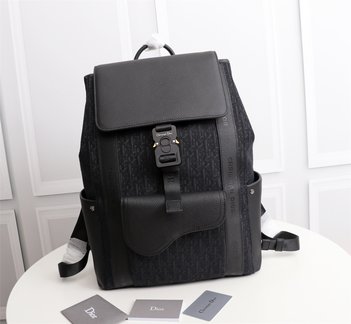 Dior Bags Backpack Beige Black Printing Men Cowhide Fabric Nylon Oblique
