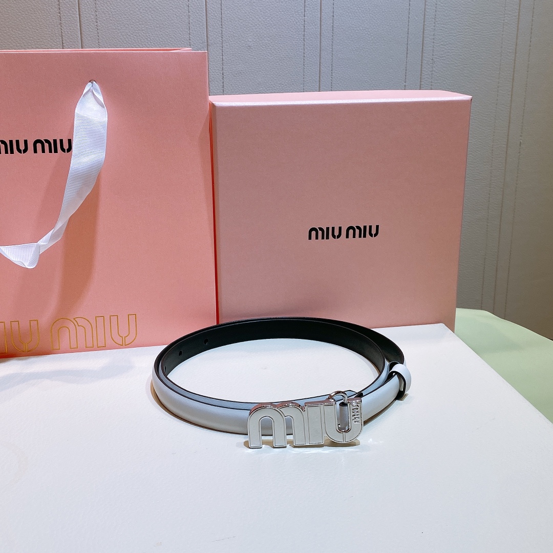 [Miu Miu Belts]MIU MIU 2021 large metal engraved micro label Minimalist style