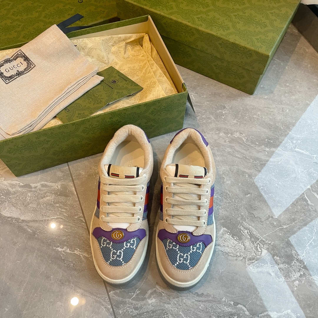 GUCCI 髒髒鞋 牛皮 拼布 低筒 綁帶 女款