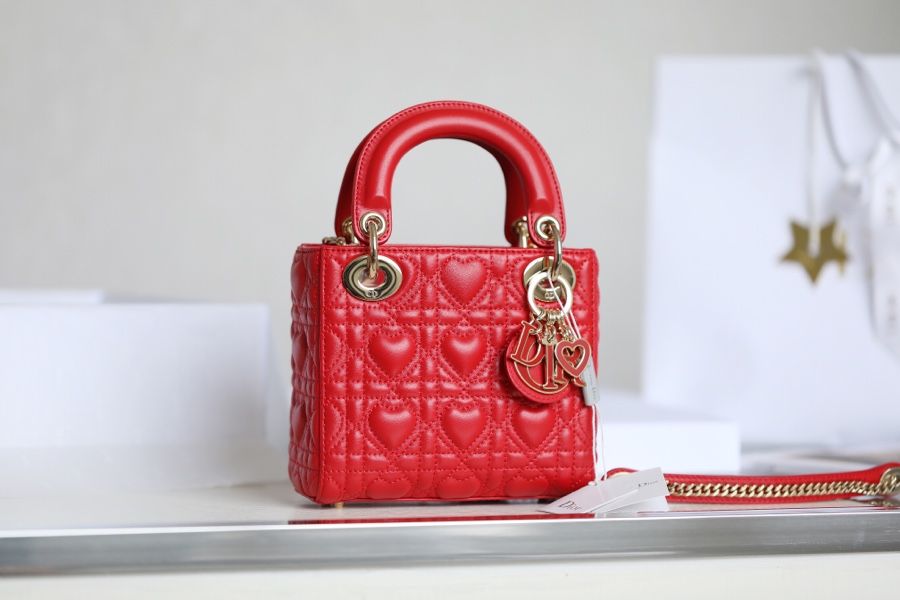 Designer Replica
 Dior Lady Bags Handbags Red Sheepskin Chains