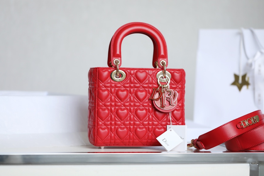 Dior Lady Bags Handbags Red Sheepskin