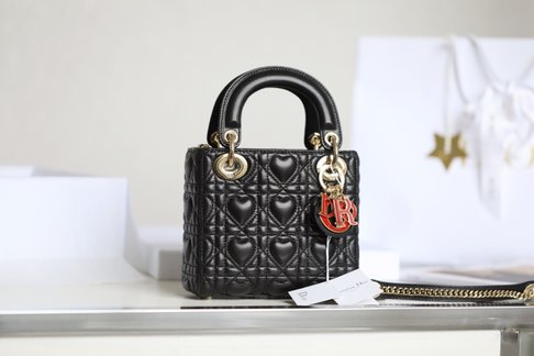 Dior Lady Bags Handbags Cheap High Quality Replica Black Sheepskin Chains