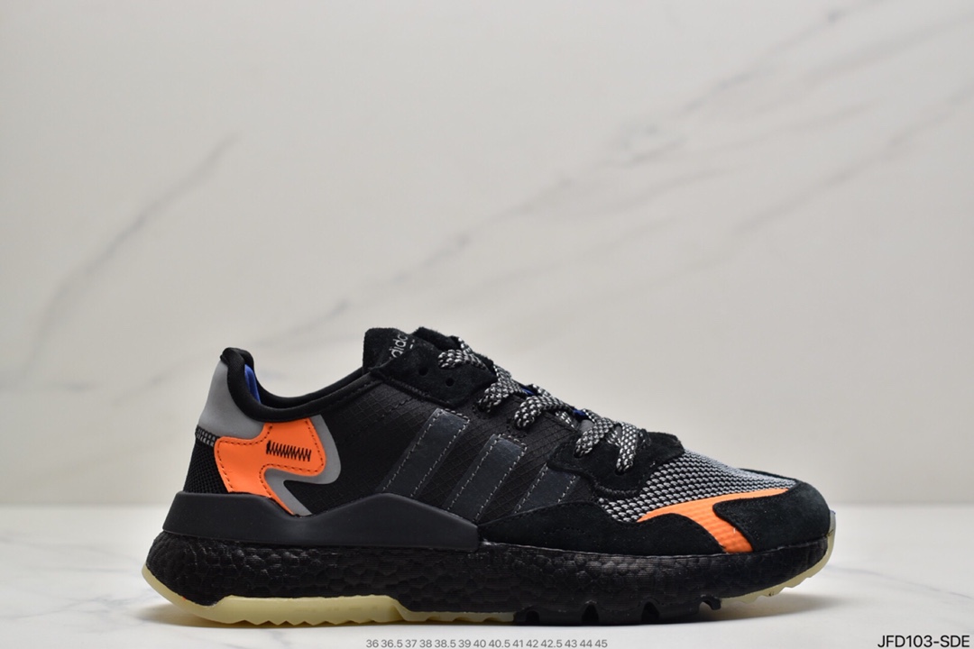 170 阿迪达斯Adidas Nite Jogger 2019 Boost 碳黑三叶草 FW6145