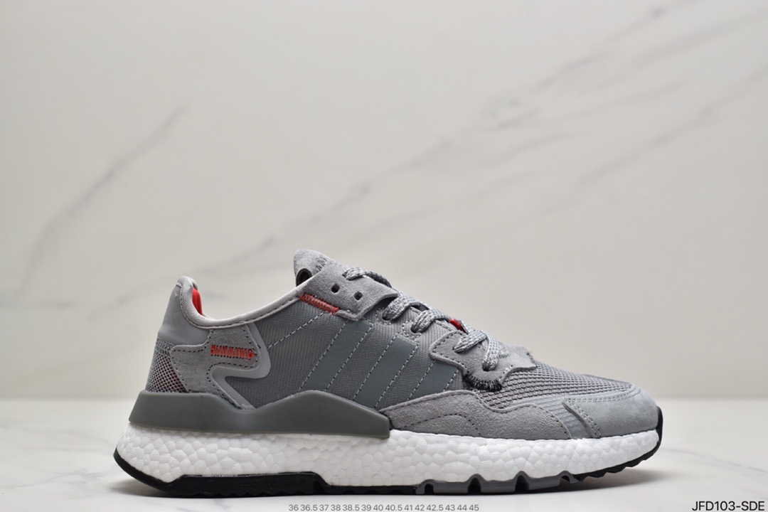 170 阿迪达斯Adidas Nite Jogger 2019 Boost 碳黑三叶草 FW6145