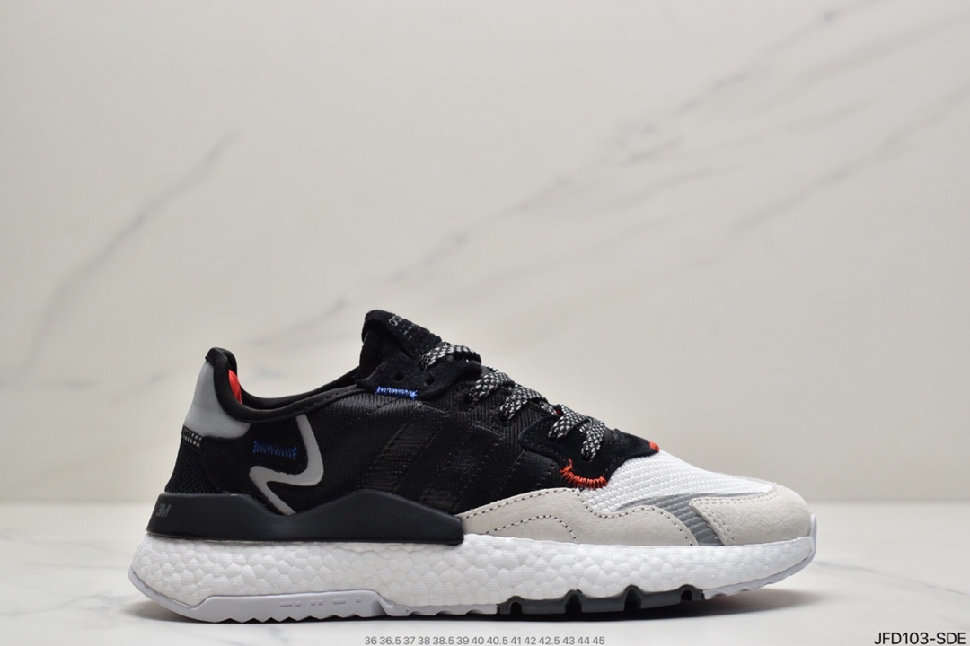 170 阿迪达斯Adidas Nite Jogger 2019 Boost 碳黑三叶草 FW6145