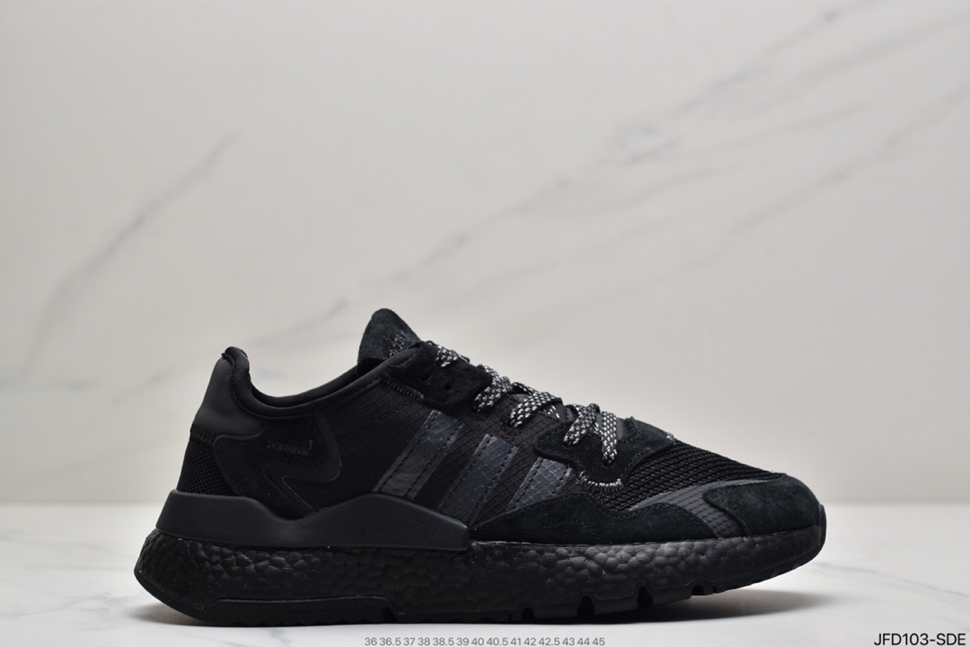 170 阿迪达斯Adidas Nite Jogger 2019 Boost 碳黑三叶草 FW6145