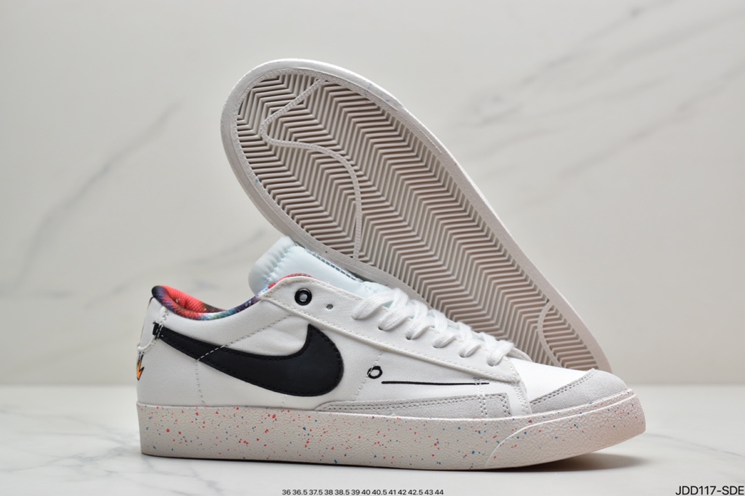 120 耐克开拓者 NIKE BLAZER LOW LE卡通动漫字母泼墨涂鸦/手绘勾 低帮 板鞋DJ4279-101
