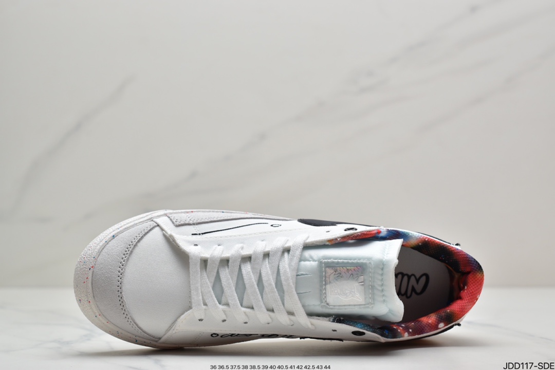 120 耐克开拓者 NIKE BLAZER LOW LE卡通动漫字母泼墨涂鸦/手绘勾 低帮 板鞋DJ4279-101