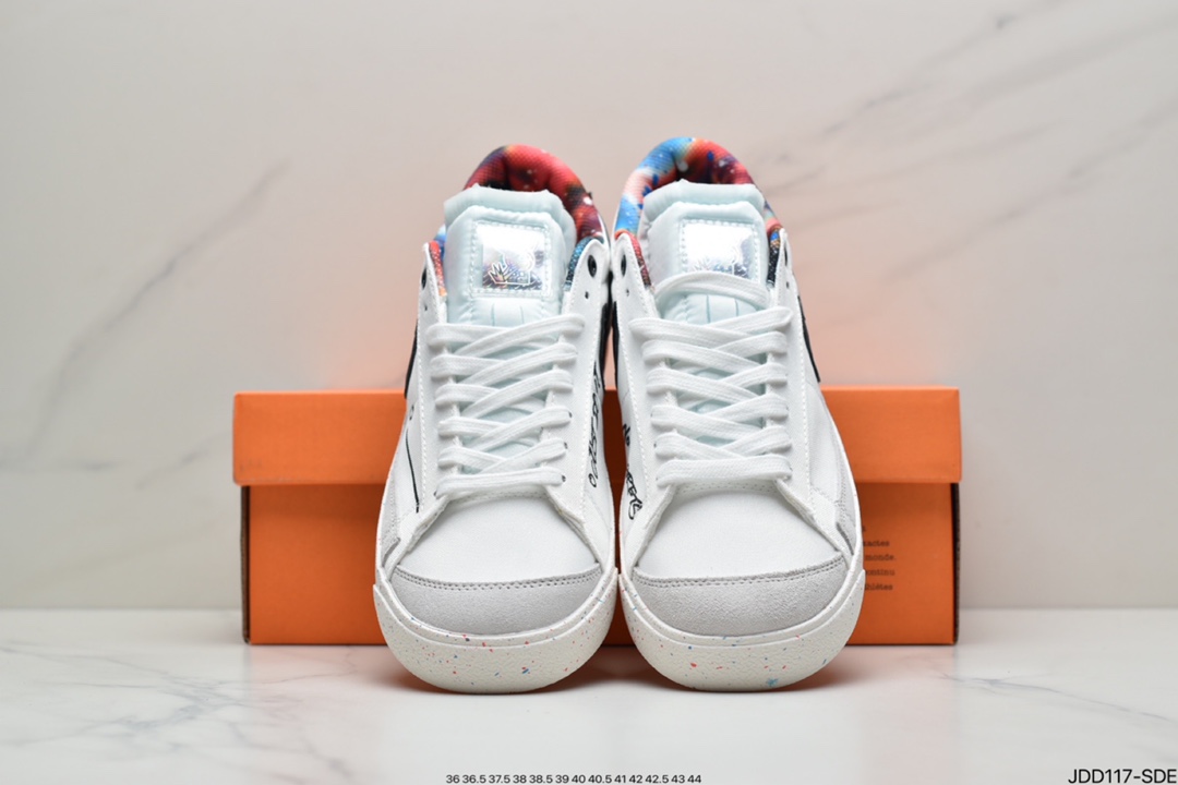 120 耐克开拓者 NIKE BLAZER LOW LE卡通动漫字母泼墨涂鸦/手绘勾 低帮 板鞋DJ4279-101