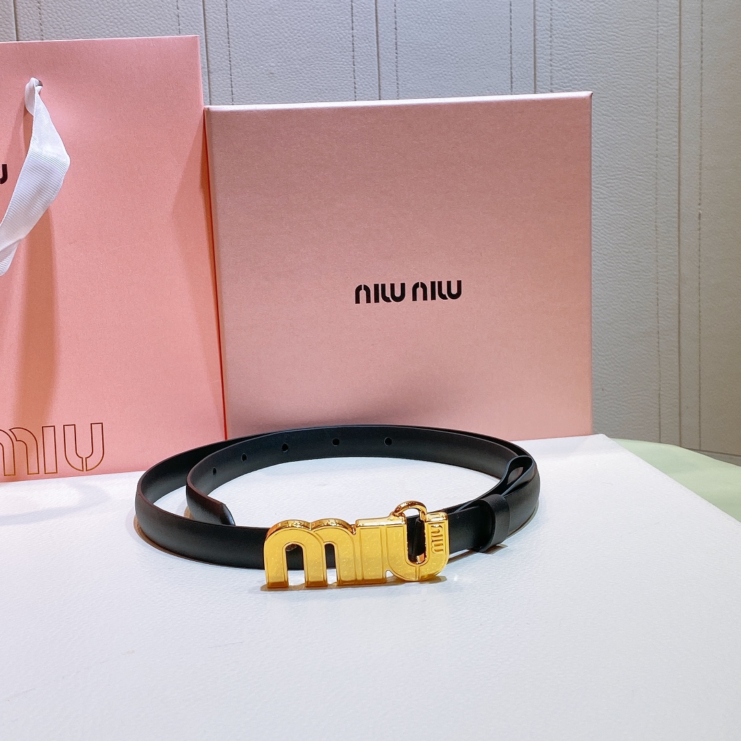 [Miu Miu Belts]MIU MIU 2021 large metal engraved micro label Minimalist style