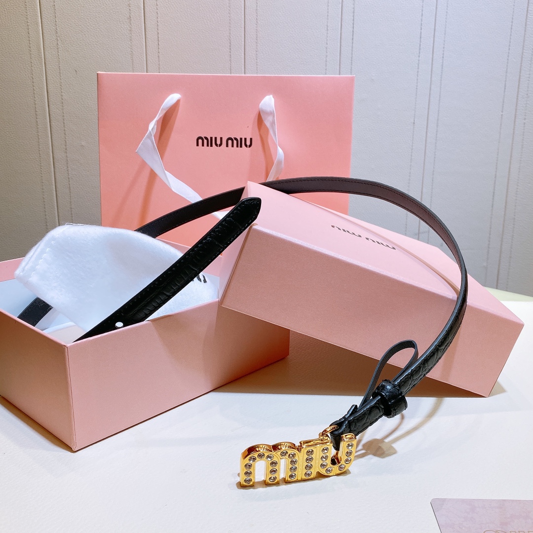 [Miu Miu Belts]MIU MIU 2021 Latest MIU MIU 2021 large metal rhinestone engrave