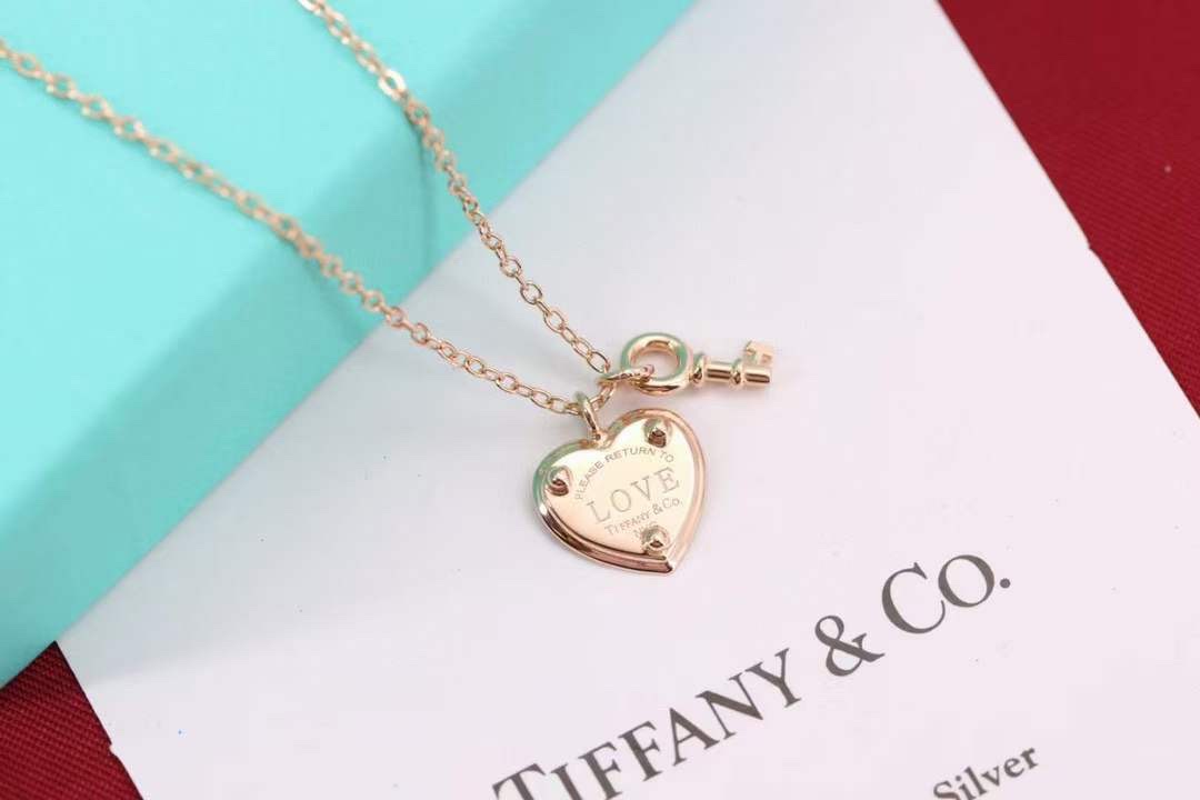 Tiffany & Co. Tiffany&Co. 玫瑰金心锁 纯银 锁骨项链