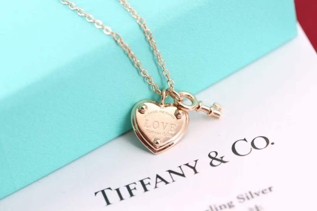 Tiffany & Co. Tiffany&Co. 玫瑰金心锁 纯银 锁骨项链