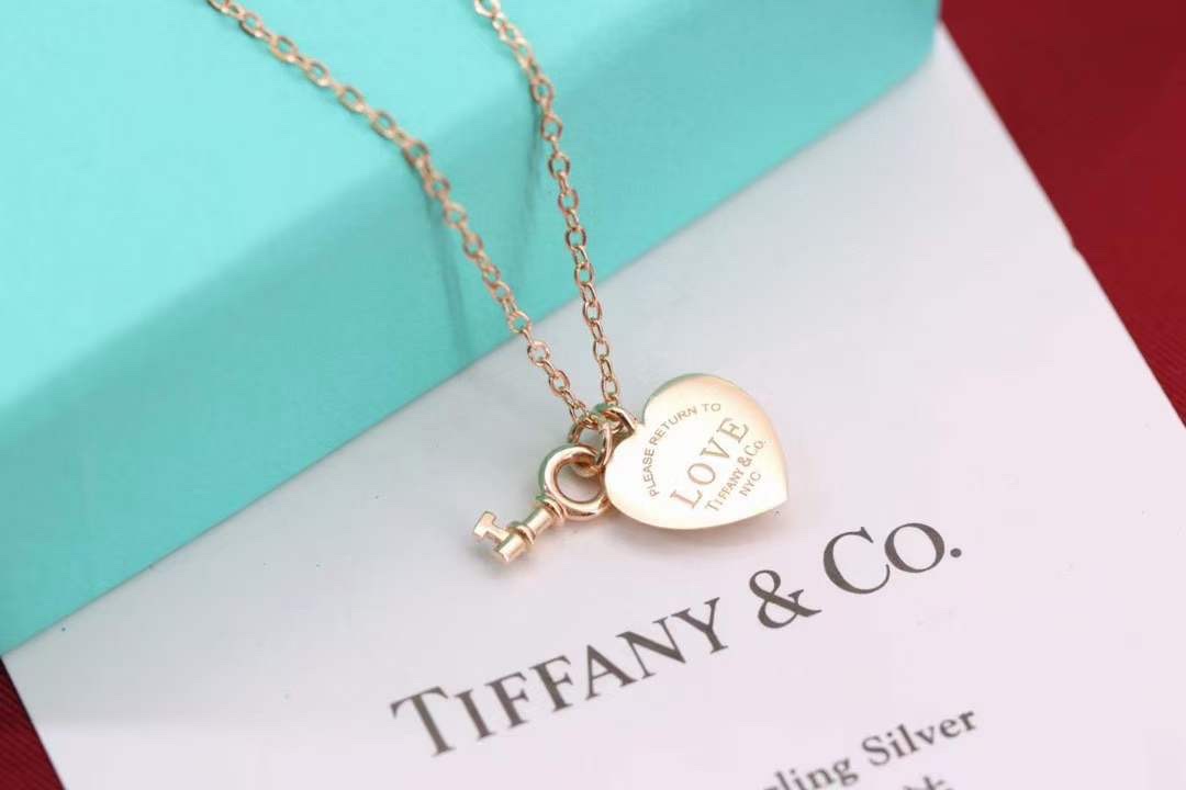Tiffany & Co. Tiffany&Co. 玫瑰金心锁 纯银 锁骨项链