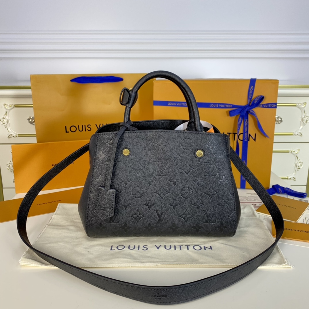 Louis Vuitton LV Montaigne BB Bags Handbags Gold Empreinte​ Calfskin Cowhide M41053