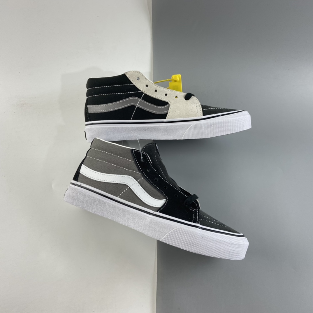 P160  VANS Sk8-Mid 中帮黑灰侧边条纹休闲运动板鞋 VN0A4U3B2Y6