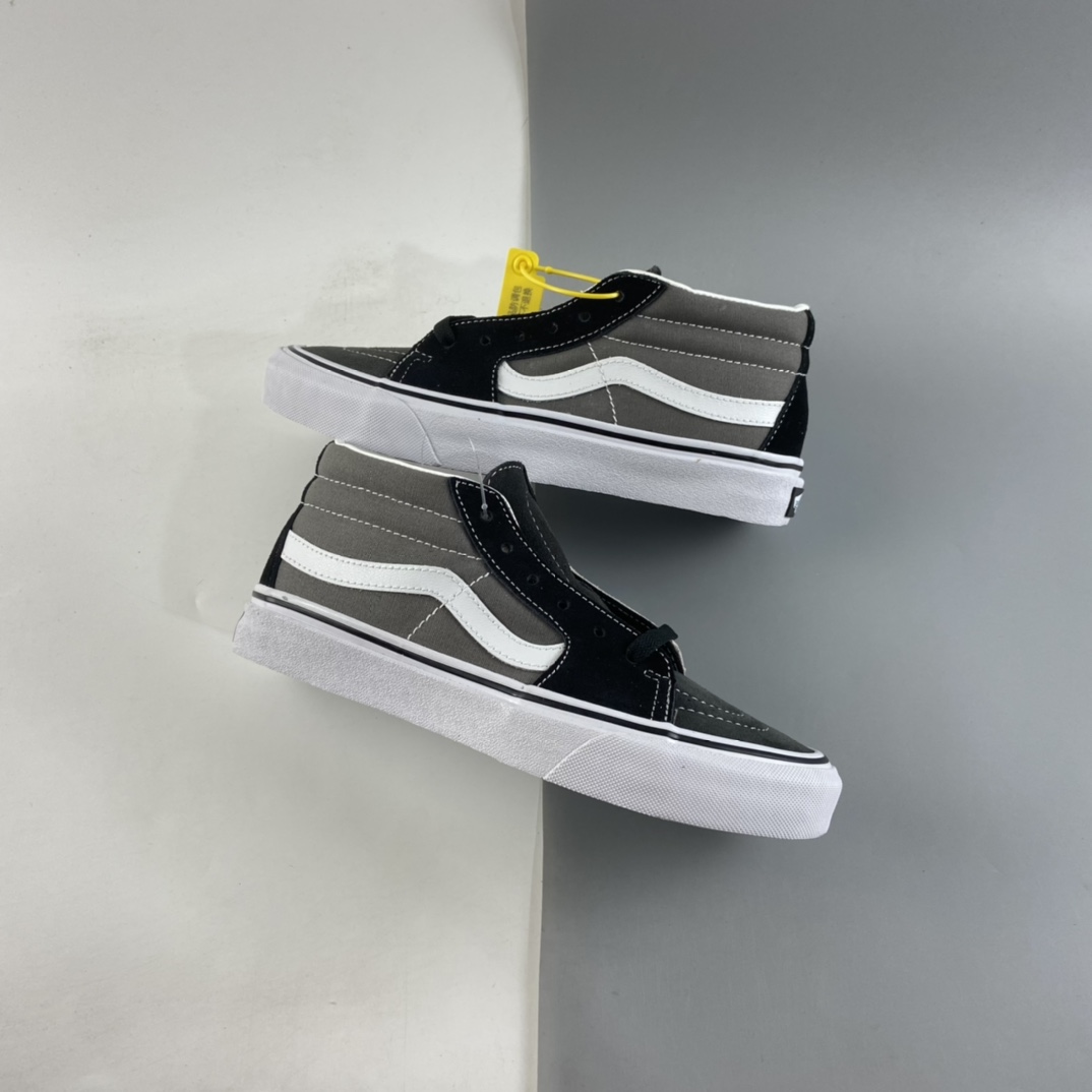 P160  VANS Sk8-Mid 中帮黑灰侧边条纹休闲运动板鞋 VN0A4U3B2Y6