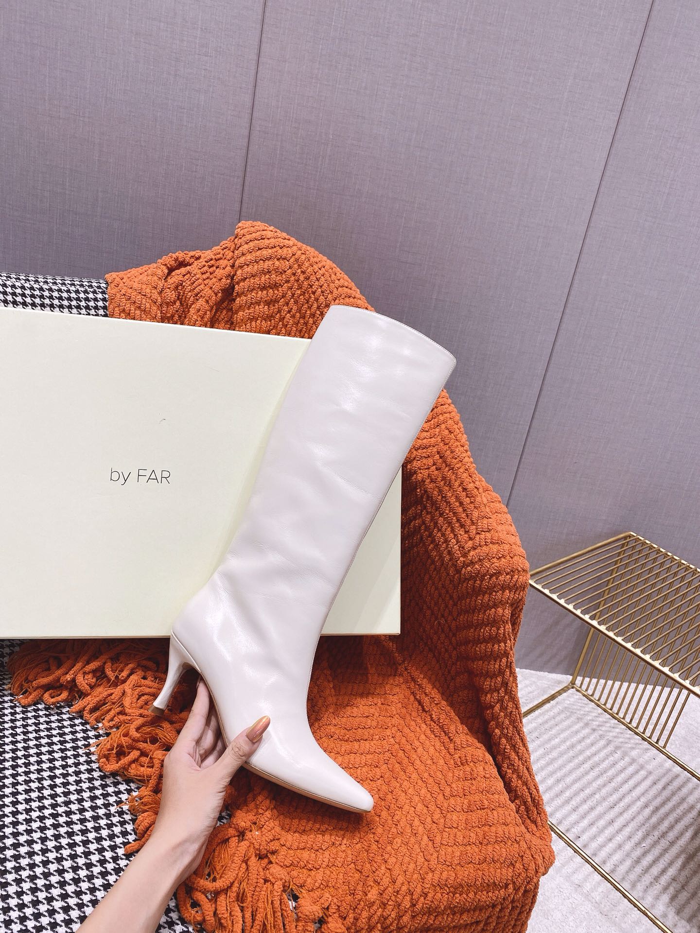 出厂价 🆕By Far 2025秋冬上新 气质款 全皮版 小猫跟 新款长靴 1:1 正品购入 小方头 更