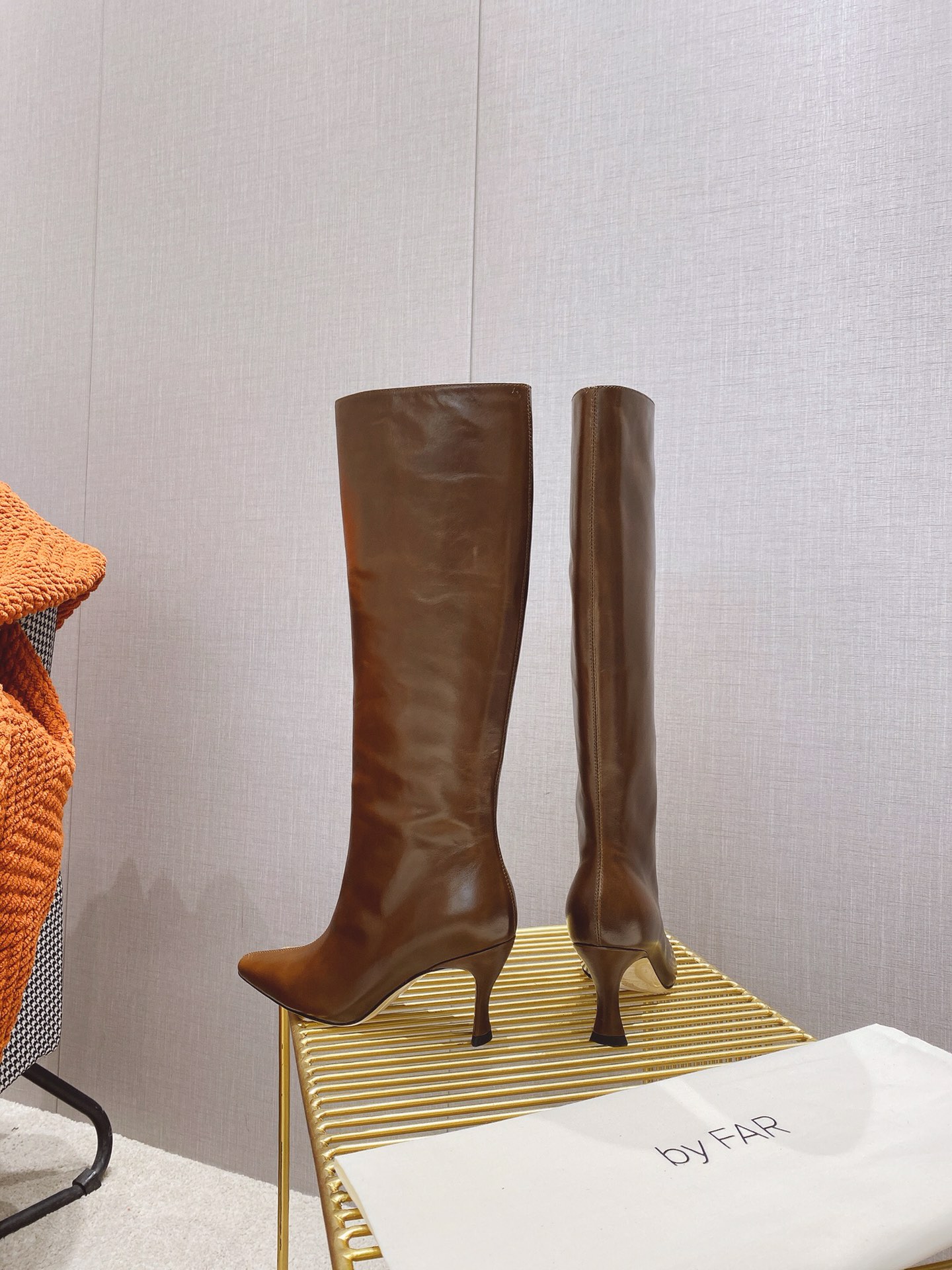 出厂价 🆕By Far 2025秋冬上新 气质款 全皮版 小猫跟 新款长靴 1:1 正品购入 小方头 更