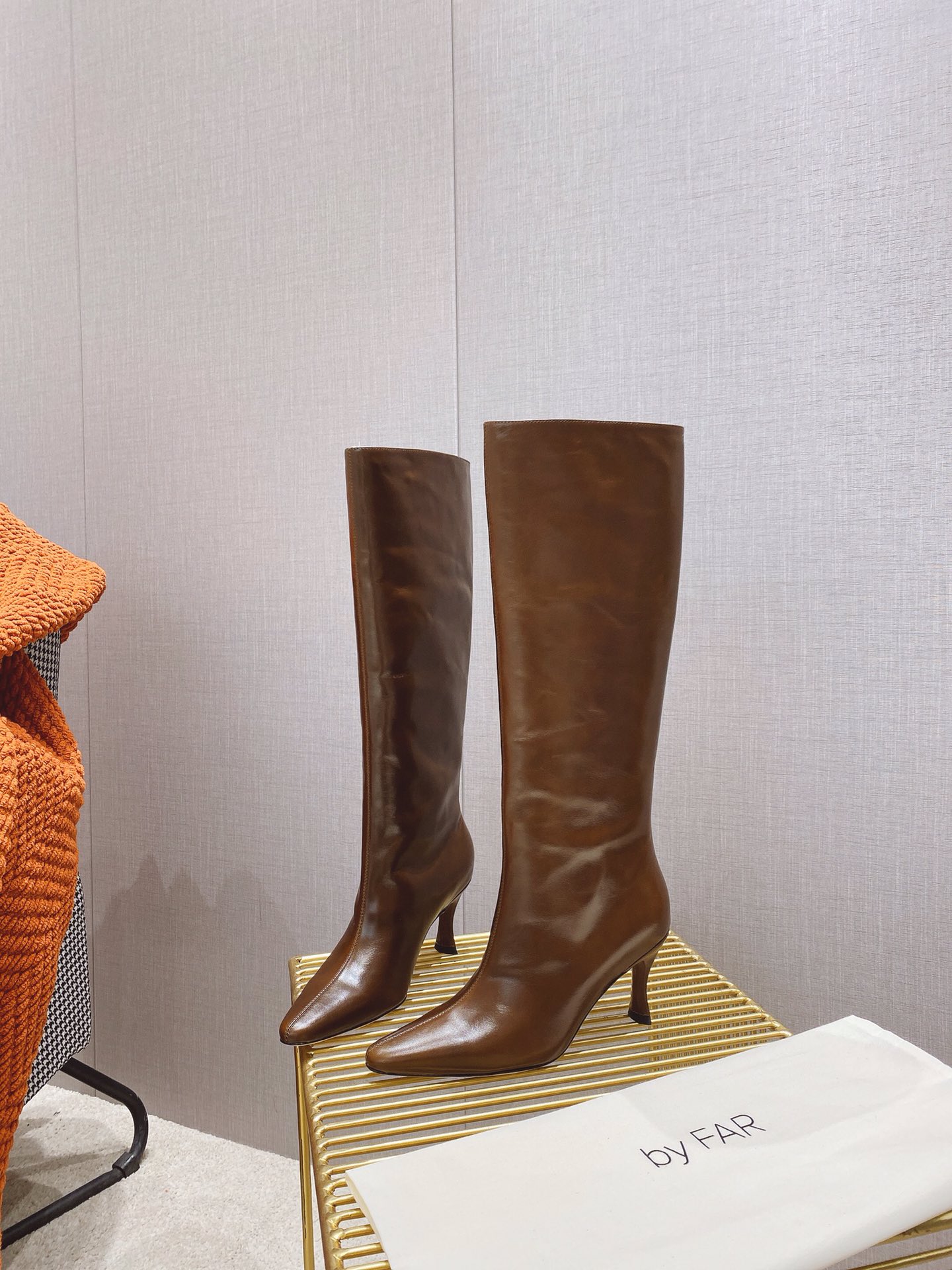 出厂价 🆕By Far 2025秋冬上新 气质款 全皮版 小猫跟 新款长靴 1:1 正品购入 小方头 更