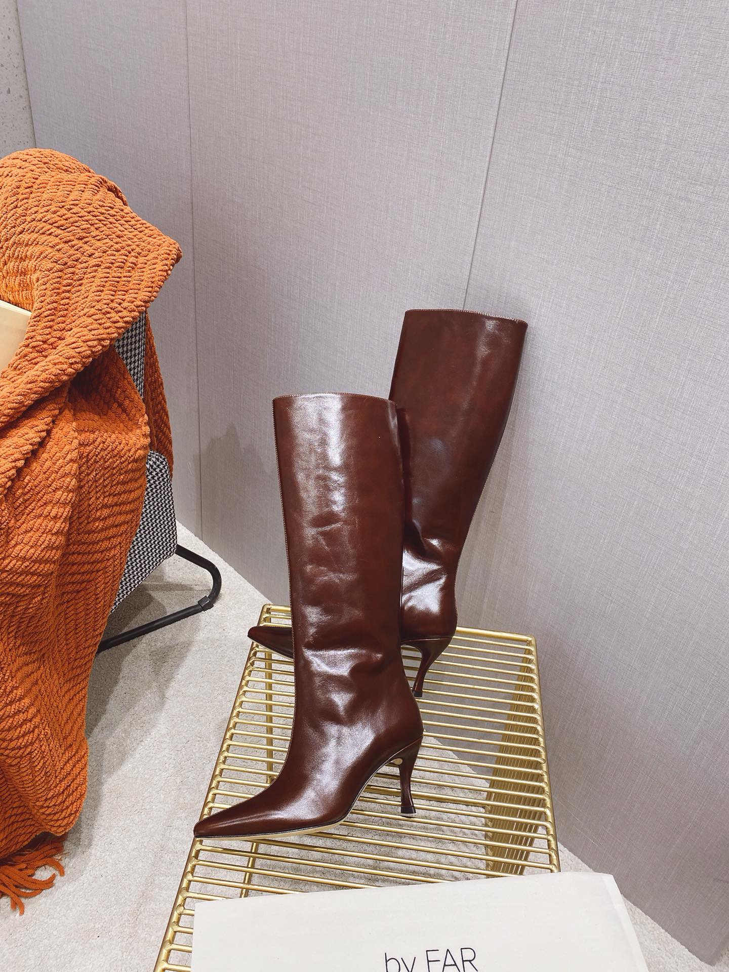 出厂价 🆕By Far 2025秋冬上新 气质款 全皮版 小猫跟 新款长靴 1:1 正品购入 小方头 更