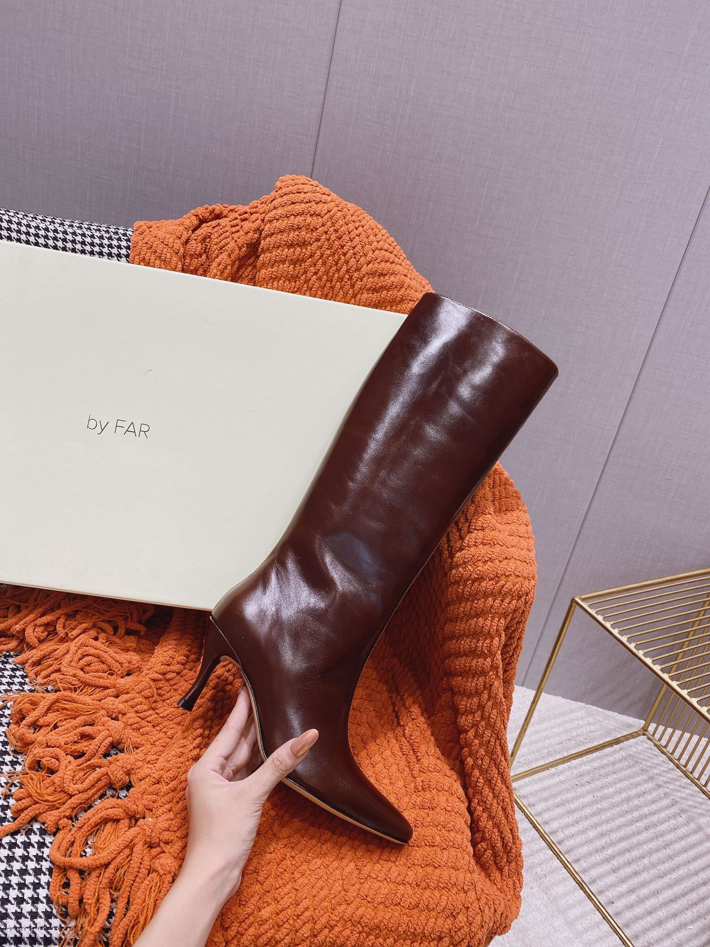 出厂价 🆕By Far 2025秋冬上新 气质款 全皮版 小猫跟 新款长靴 1:1 正品购入 小方头 更