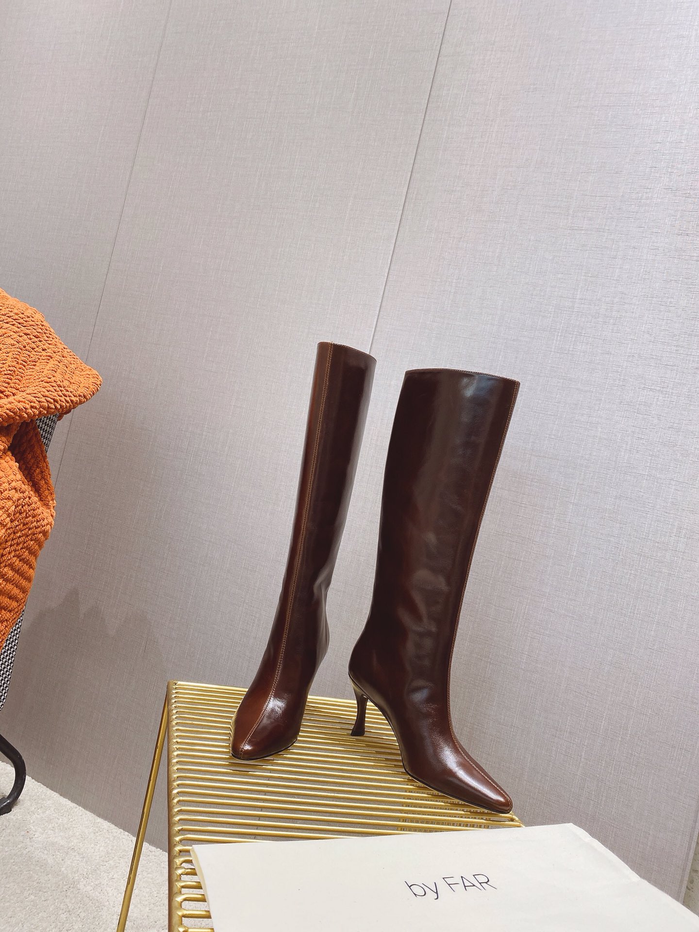 出厂价 🆕By Far 2025秋冬上新 气质款 全皮版 小猫跟 新款长靴 1:1 正品购入 小方头 更