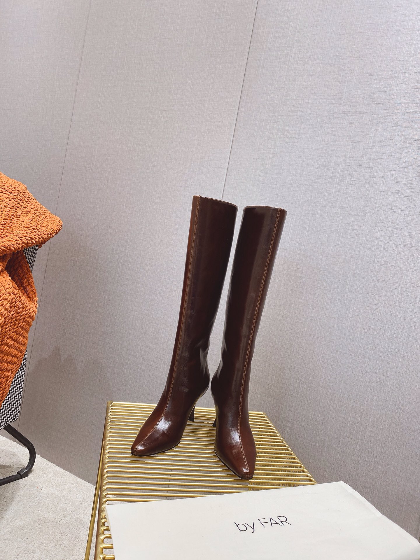 出厂价 🆕By Far 2025秋冬上新 气质款 全皮版 小猫跟 新款长靴 1:1 正品购入 小方头 更