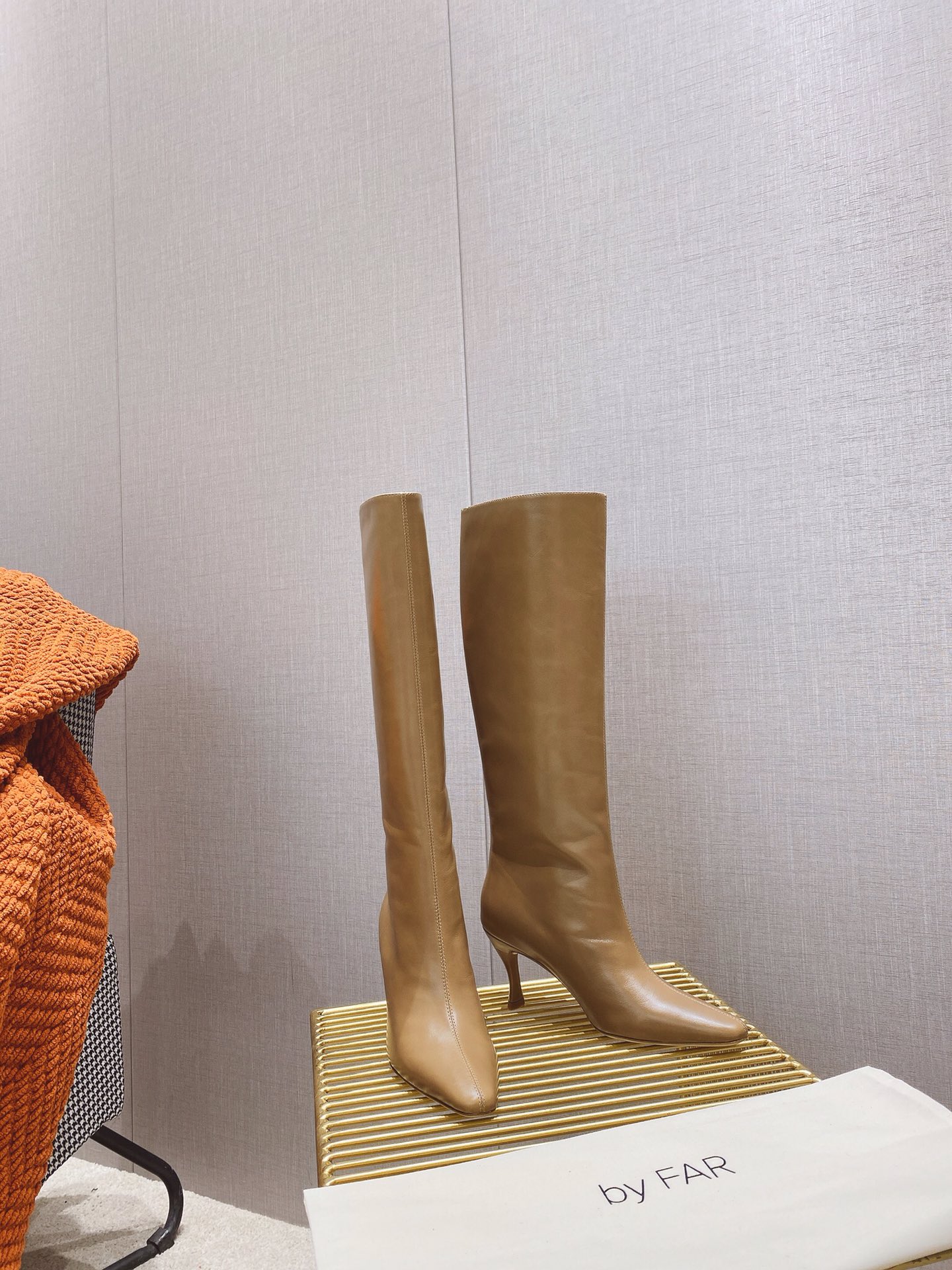 出厂价 🆕By Far 2025秋冬上新 气质款 全皮版 小猫跟 新款长靴 1:1 正品购入 小方头 更