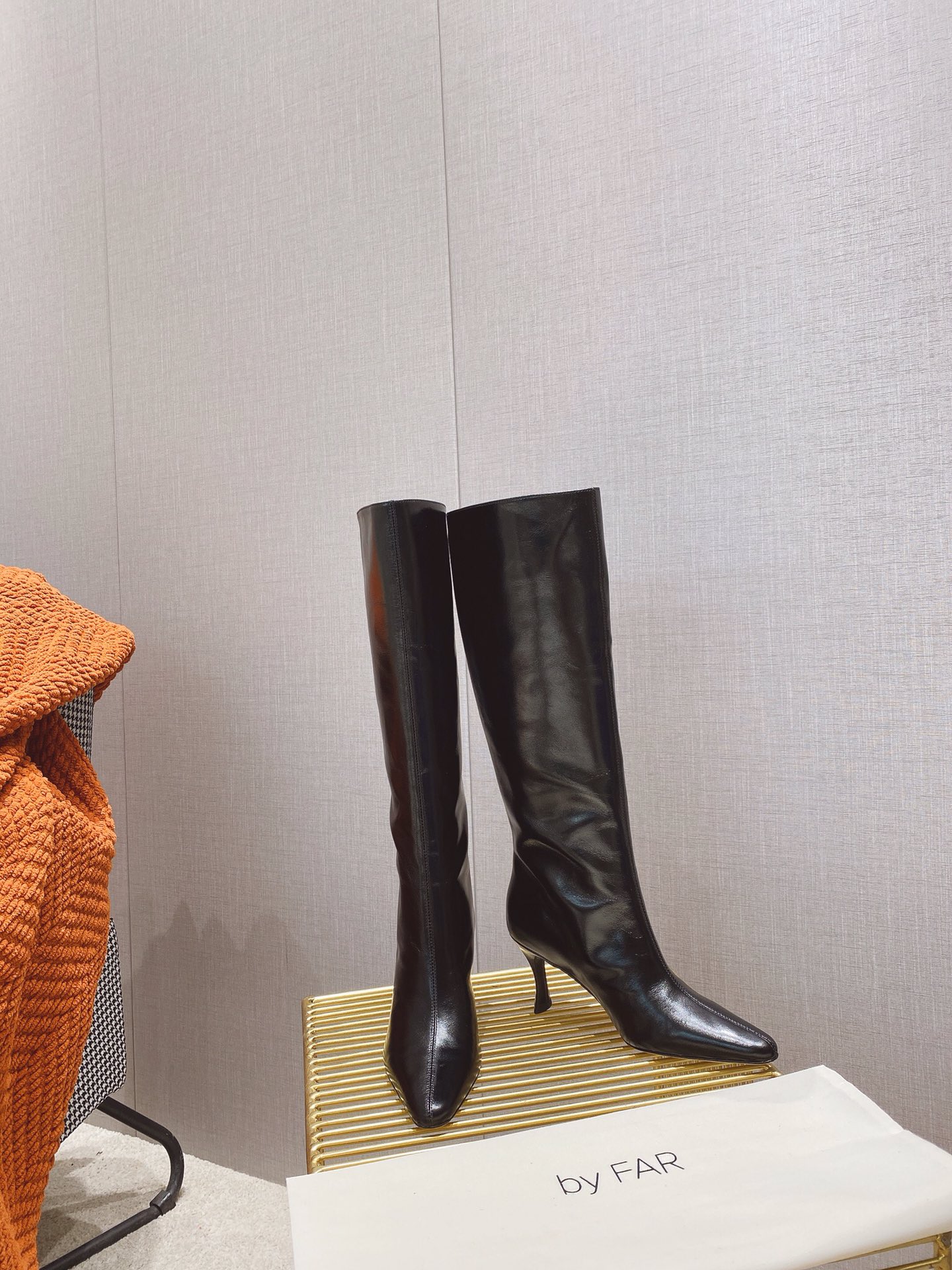 出厂价 🆕By Far 2025秋冬上新 气质款 全皮版 小猫跟 新款长靴 1:1 正品购入 小方头 更