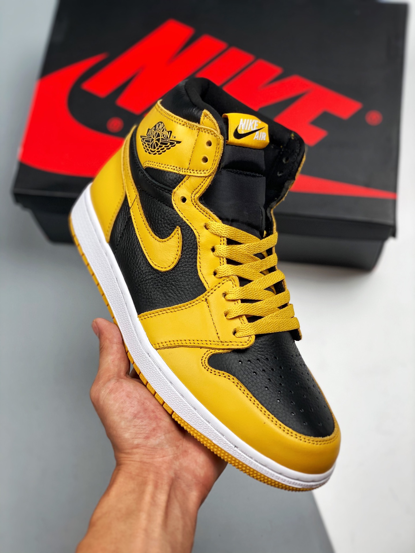Apoyo en tienda 3 Air Jordan 1 Retro High OG negro y amarillo, producción original de fábrica grande, techo de calidad …
