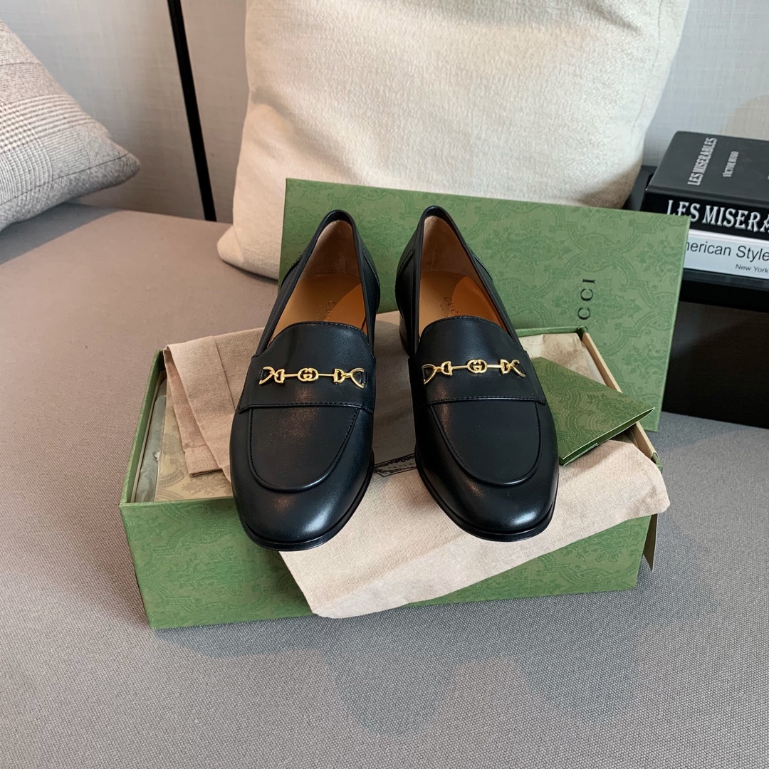Gucci Shoes Loafers Calfskin Cowhide Genuine Leather Sheepskin Vintage