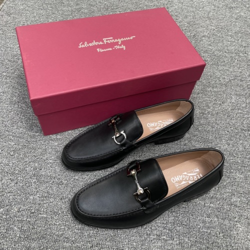 Salvatore Ferragamo Men's Black Leather Loafers with Metal Ornament 1 Salvatore Ferragamo Men's Black Leather Loafers with Metal Ornament