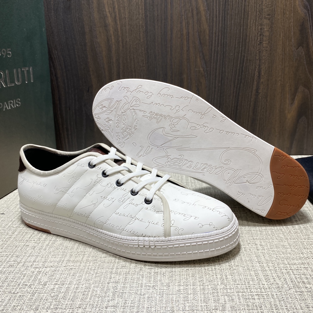💋 💍 BERLUT*布鲁提 新品🆕 男士休闲运动鞋板鞋系列 鞋面采用进口皮胚车线几何菱形图案 全鞋身都