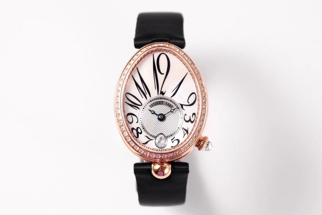 Breguet Reine de Naples Orologio da Polso Con diamanti Pelle d'agnello di pecora Seta