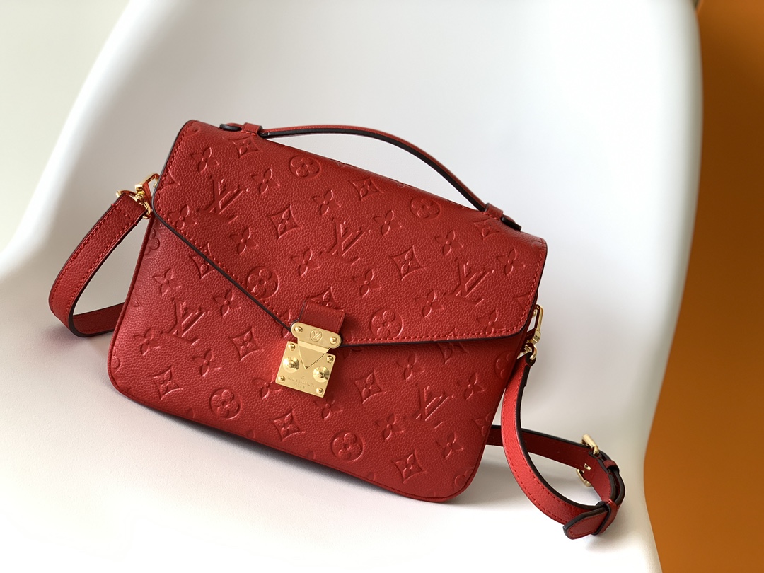 Elegante Bolso de Hombro Louis Vuitton Monogram Empreinte en Cuero Granulado Rojo