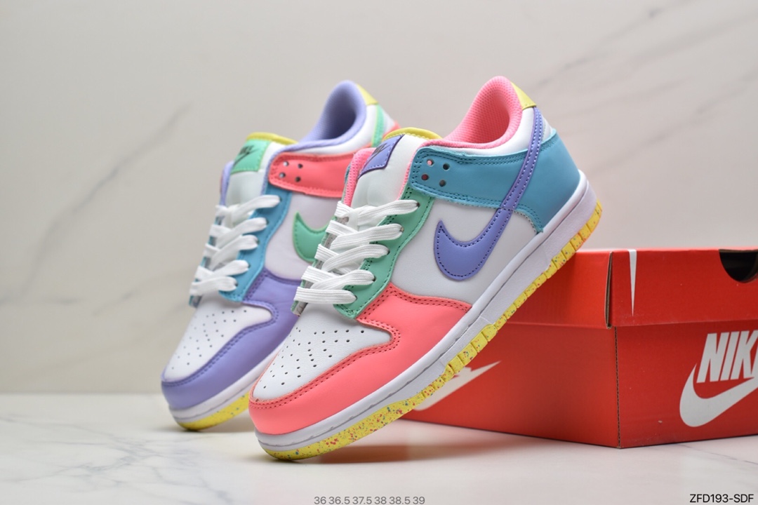 280 耐克NK Dunk SB  Low 白紫粉绿蓝色 鸳鸯 彩色拼接DD1872-100