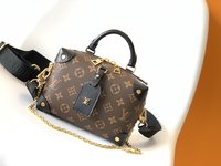 Louis Vuitton LV Petite Malle Bags Handbags Black Embroidery Monogram Canvas Chains M45531