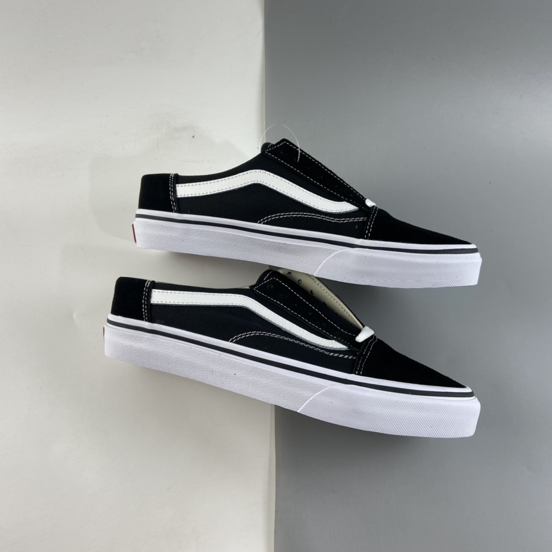 P140  Vans Old Skool 黑白低帮经典半拖一脚蹬 VN0A3MUS6BT