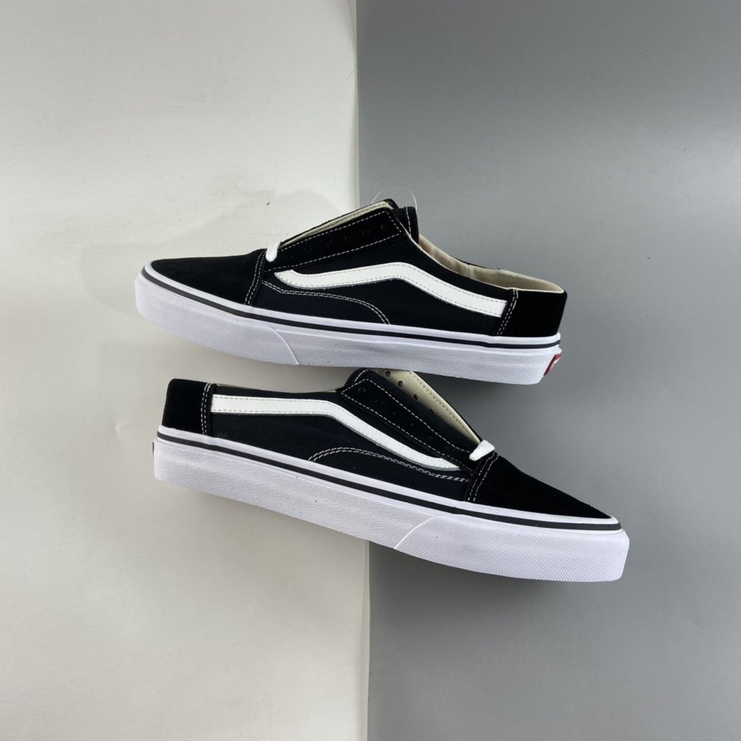 P140  Vans Old Skool 黑白低帮经典半拖一脚蹬 VN0A3MUS6BT
