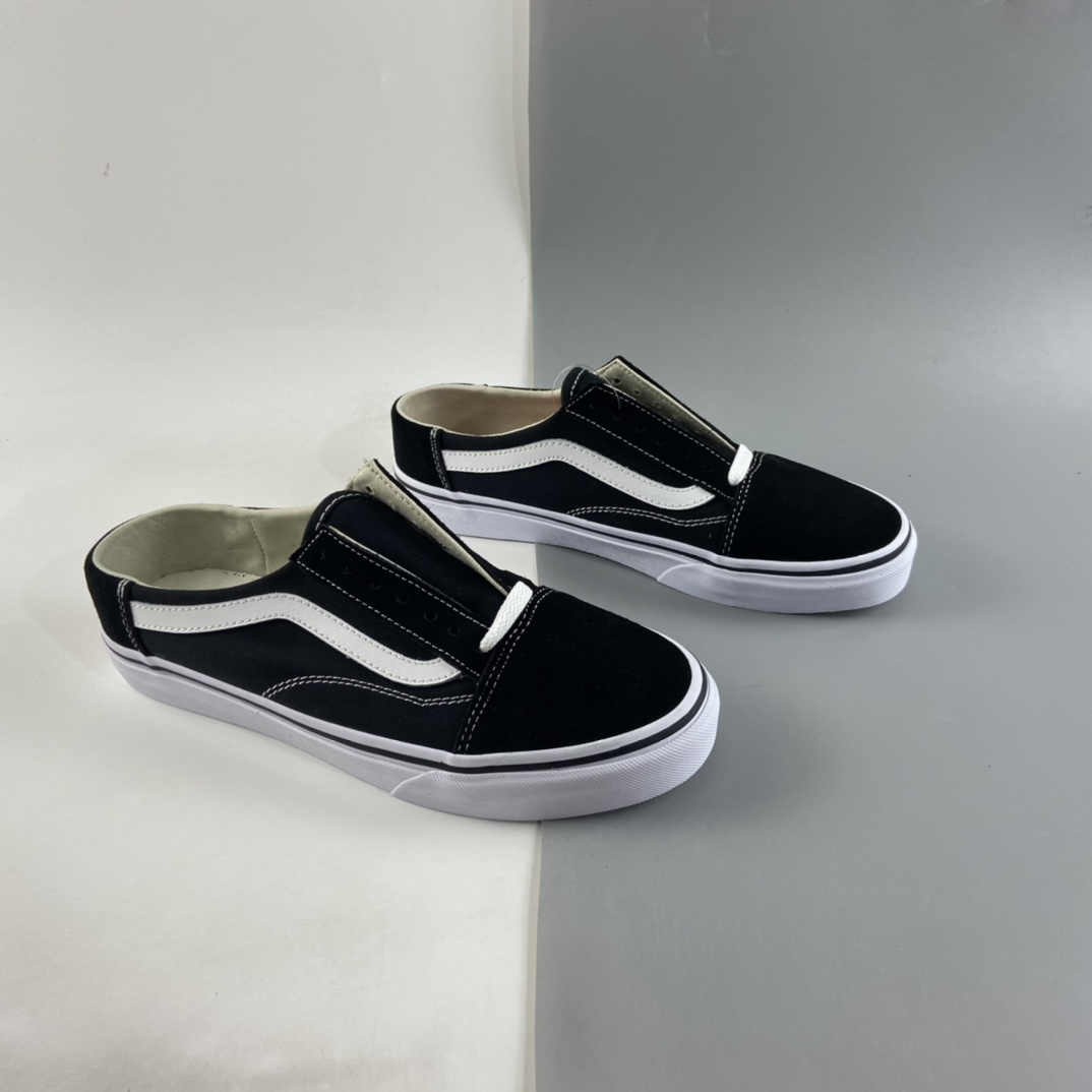 P140  Vans Old Skool 黑白低帮经典半拖一脚蹬 VN0A3MUS6BT