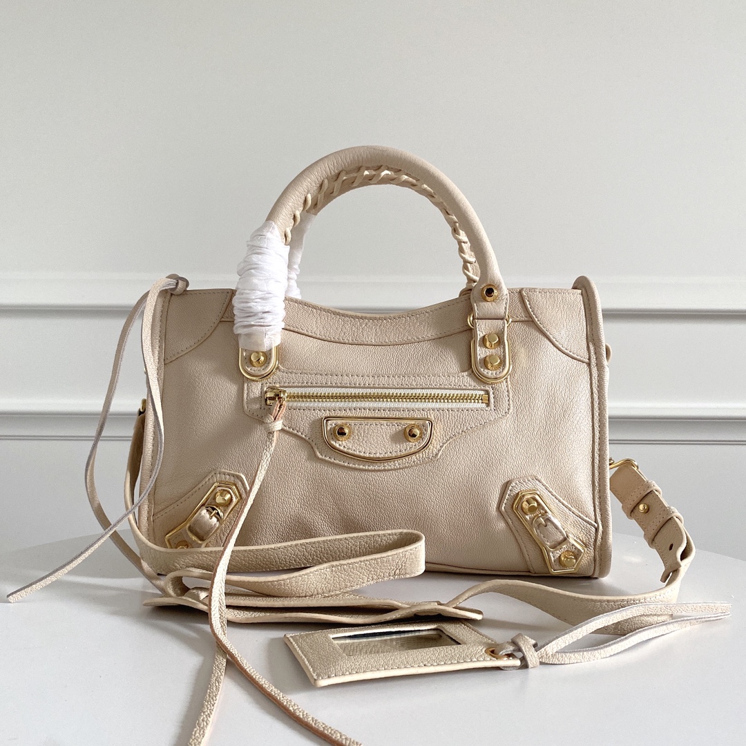 Balenciaga Le City Small Bag, Beige Leather Handbag with Gold Hardware 2 i1628144711 6122 0