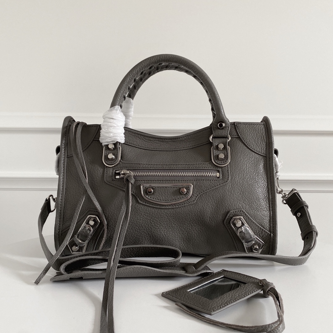 Balenciaga Le City Small Gray Handbag with Silver Studs,30 cm 2 i1628144782 5586 0