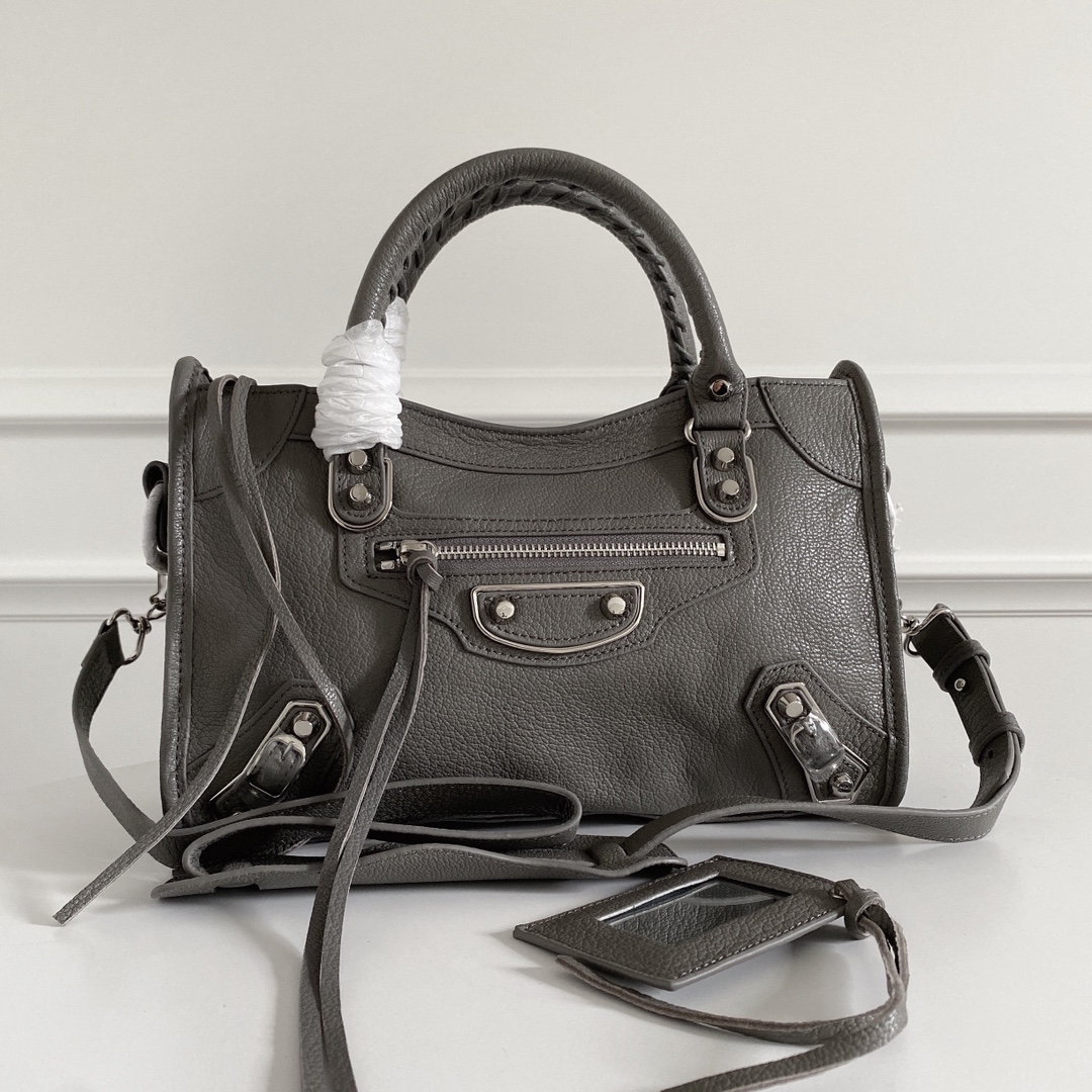 Balenciaga Le City Small Gray Handbag with Silver Studs,30 cm 3 i1628144782 5978 1