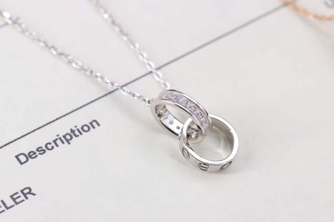 Cartier 卡家 LOVE满钻螺丝双环 锁骨项链